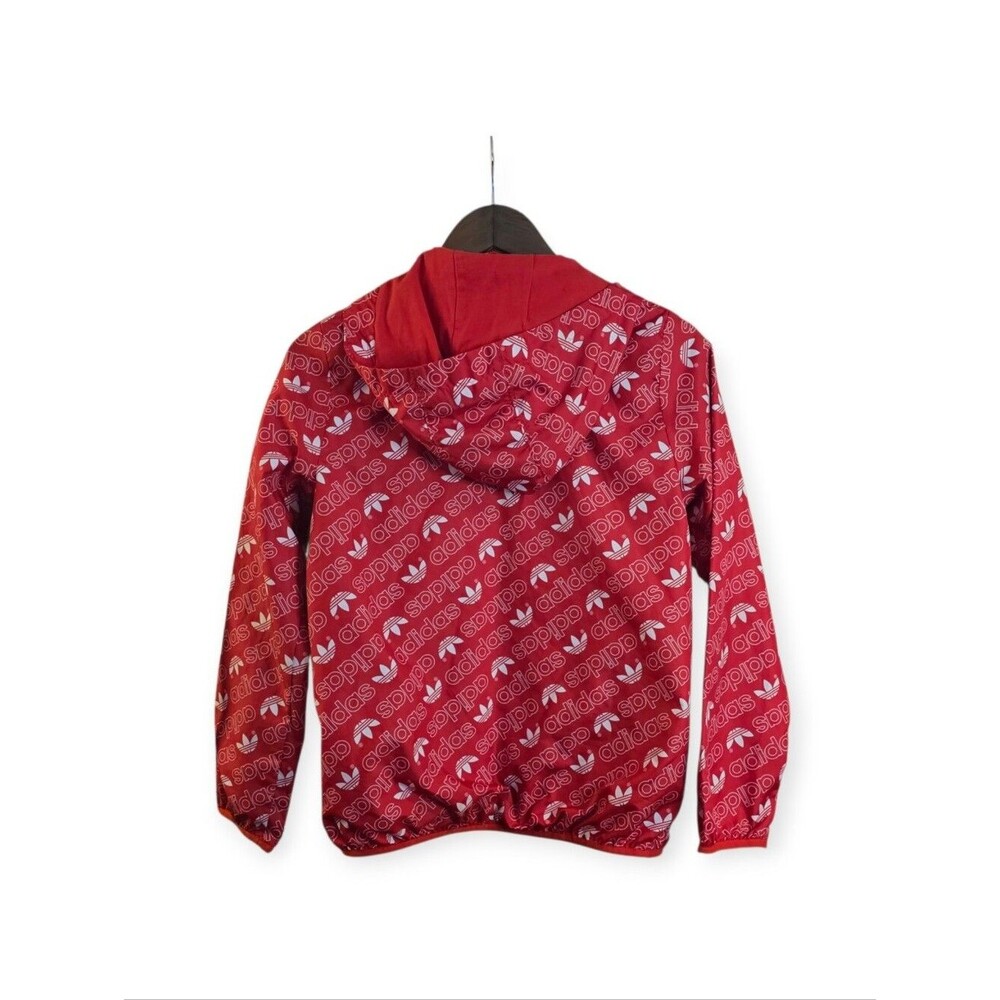 adidas Originals Red Trefoil Logo Print Zip Hoodie Youth 11-12 Years - Picture 4 of 5